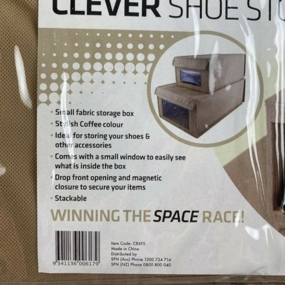 5x Clever Closet Stackable Coffee Colour Small Fabric Shoe Storage Box - Picture 8 of 10
